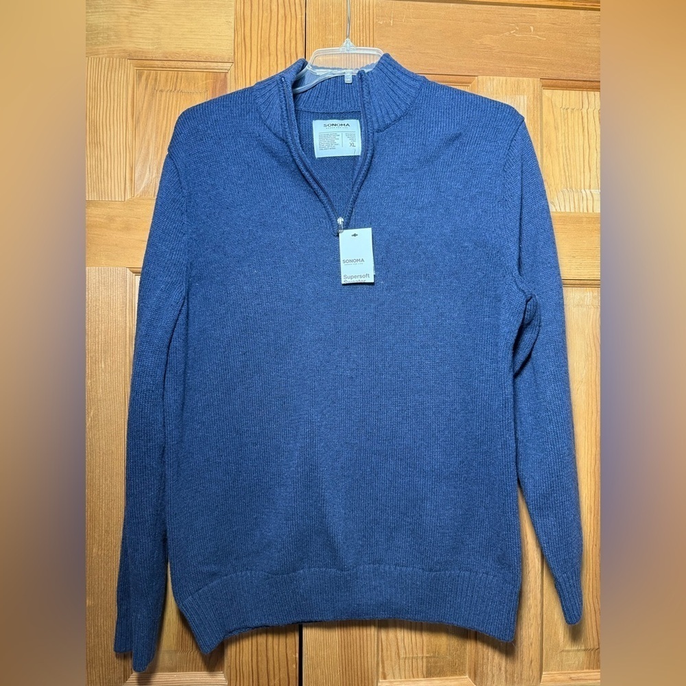 Sonoma Men’s Baby Blue Super Soft Quarter Zip Sweater Size XL NWT